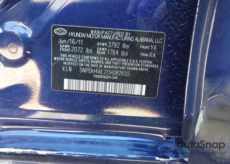 2012 Hyundai Elantra Limited из США, поврежденный, VIN 5NPDH4AE2CH082655